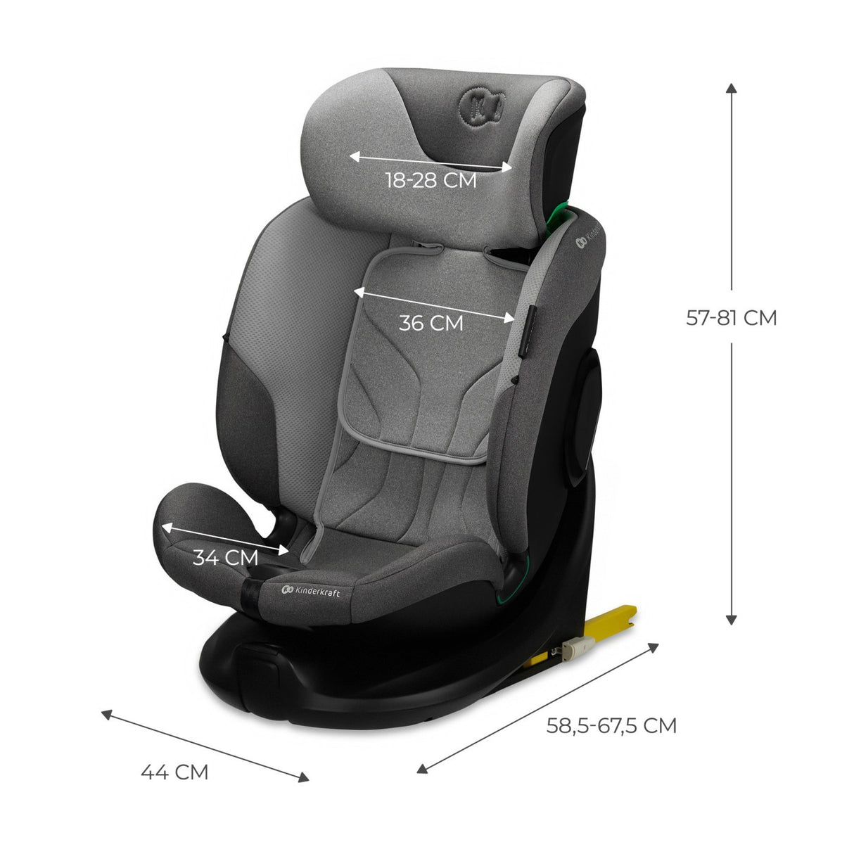 SCAUN AUTO KINDERKRAFT I-FIX, I-SIZE 40-150 CM, COOL GREY