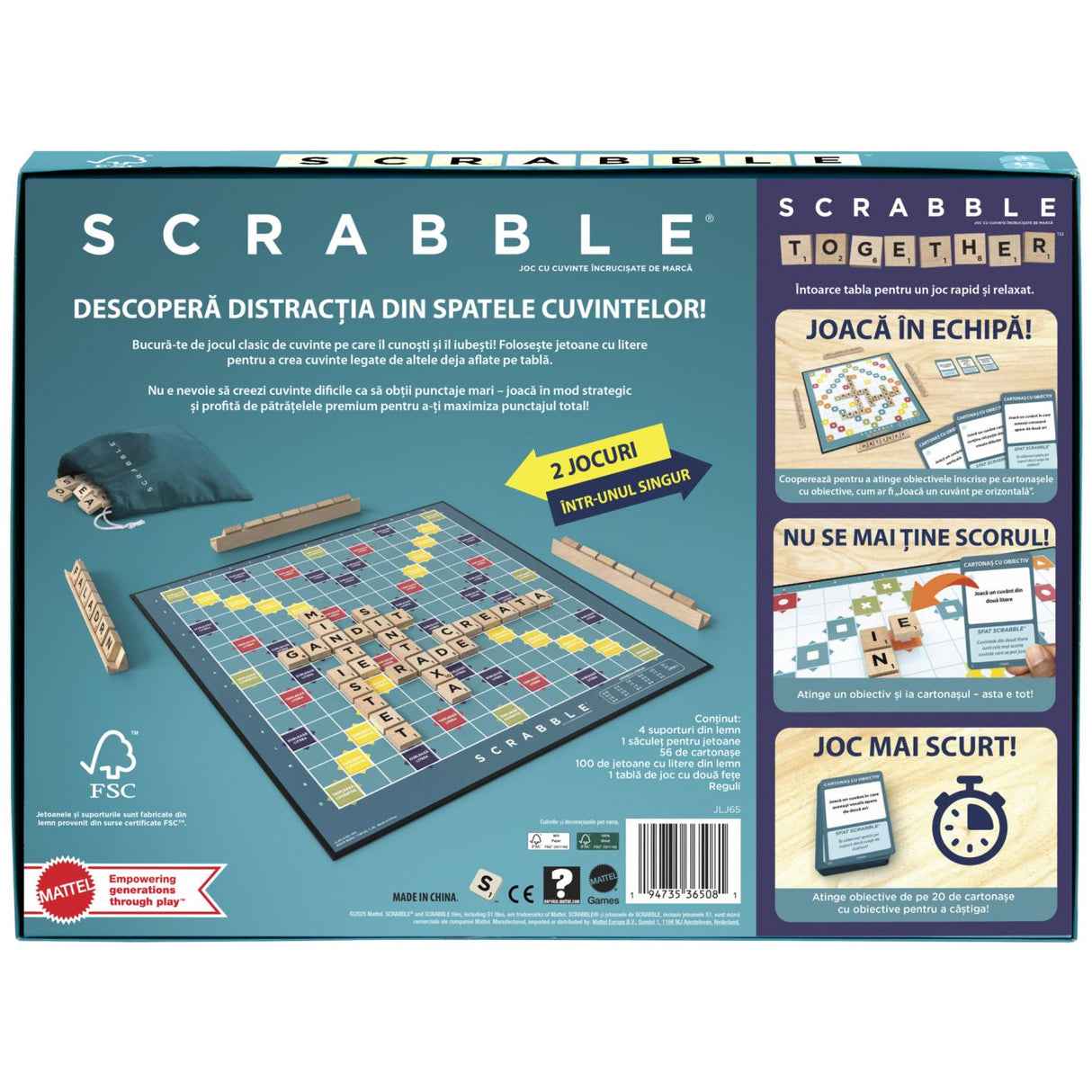 JOC SCRABBLE 2 IN 1 DIN LEMN IN LIMBA ROMANA