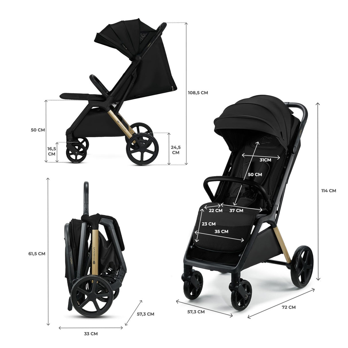 CARUCIOR SPORT KINDERKRAFT LOOM, 0-22 KG, INK BLACK