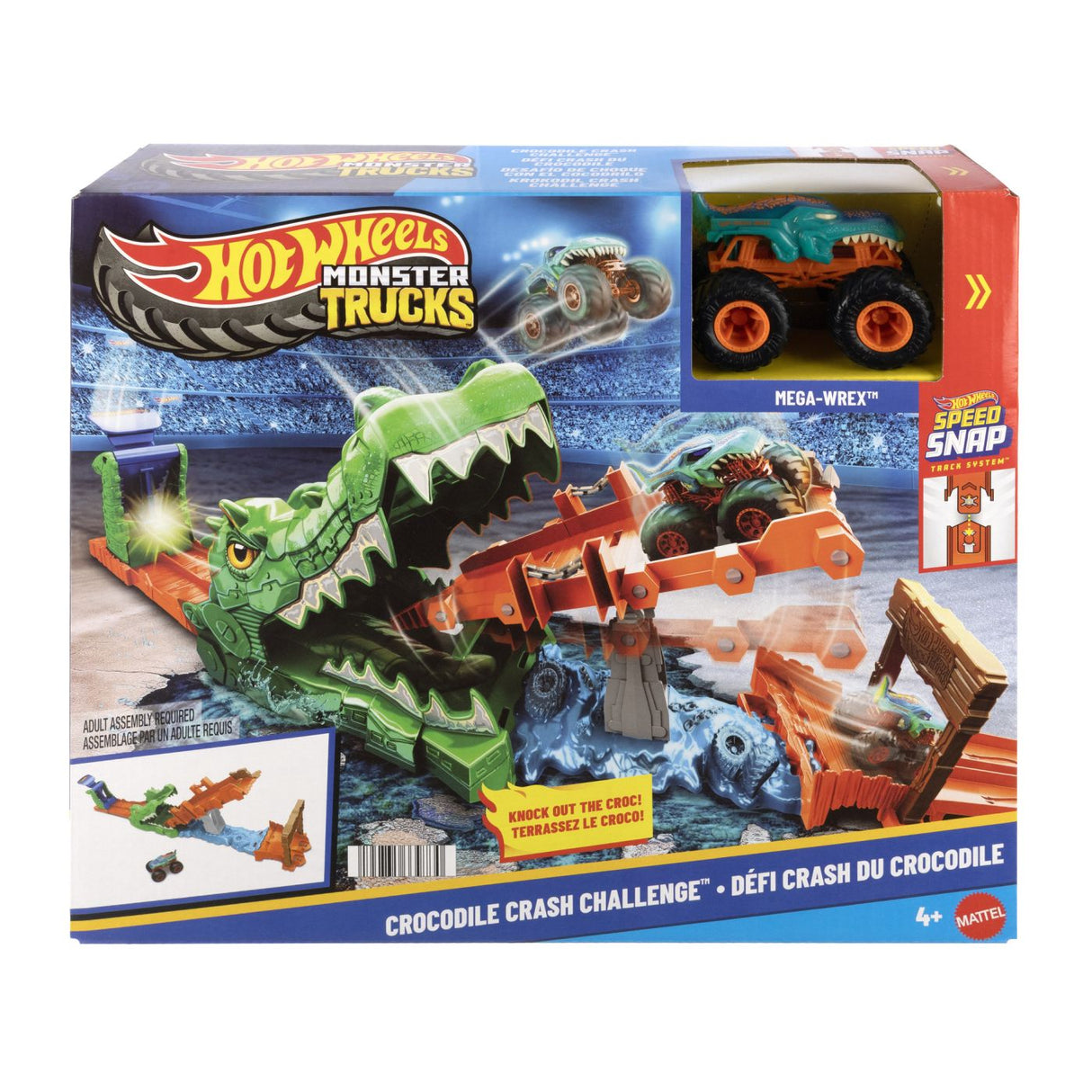 HOT WHEELS MONSTER TRUCK SET DE JOACA PROVOCAREA CROCODILULUI CU MASINUTA MEGA WREX