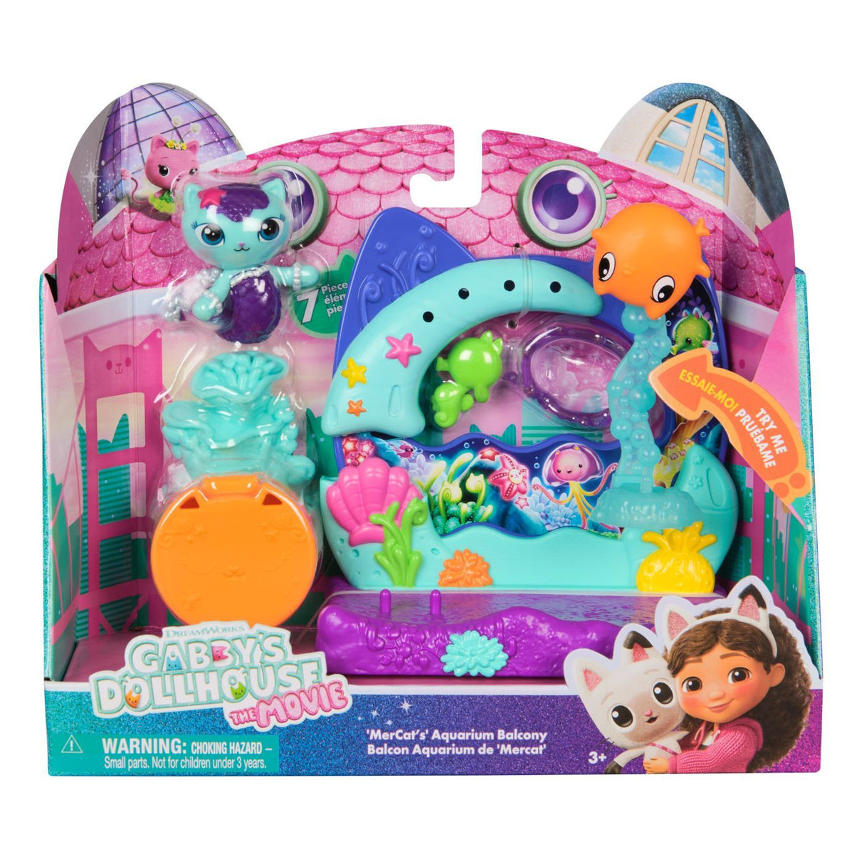 GABBYS DOLLHOUSE FILMUL SET BALCONUL ACVARIU SI FIGURINA MERCAT CU ACCESORII