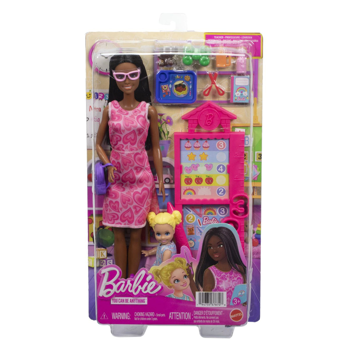BARBIE SET DE JOACA PAPUSA BARBIE BRUNETA MULATRA FACE CARIERA PROFESOARA
