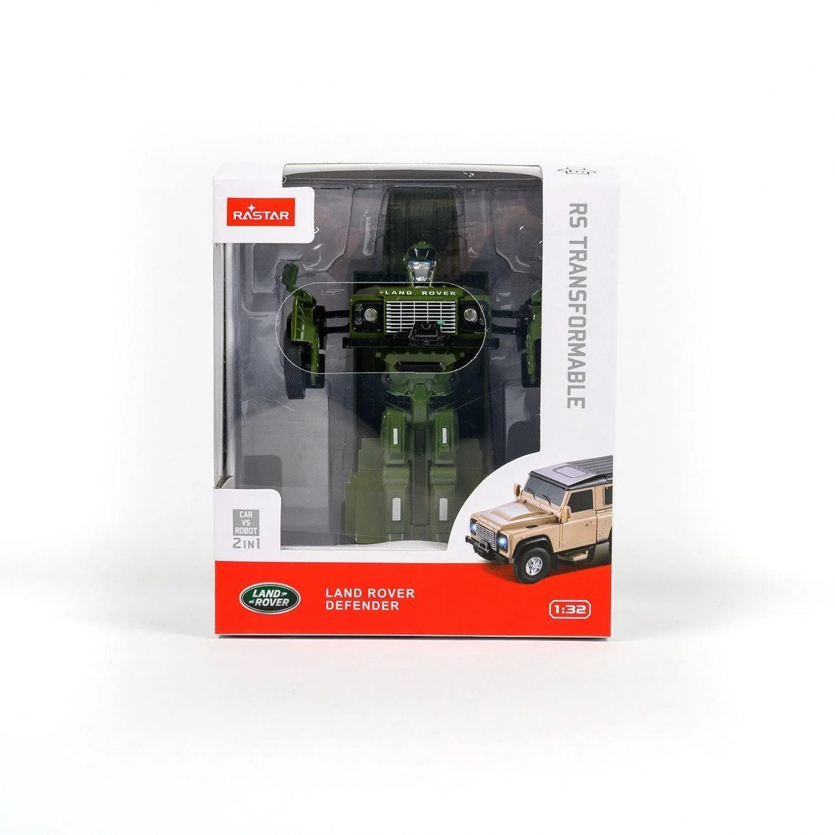 MASINUTA METALICA CONVERTIBILA LAND ROVER DEFENDER VERDE CU SCARA 1 LA 32