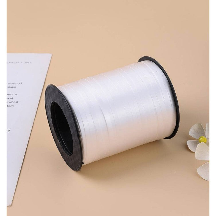 Panglica pentru Baloane, Vivimall, Rola de 200 de Metri, din Rafie, Alba - vivimall.ro