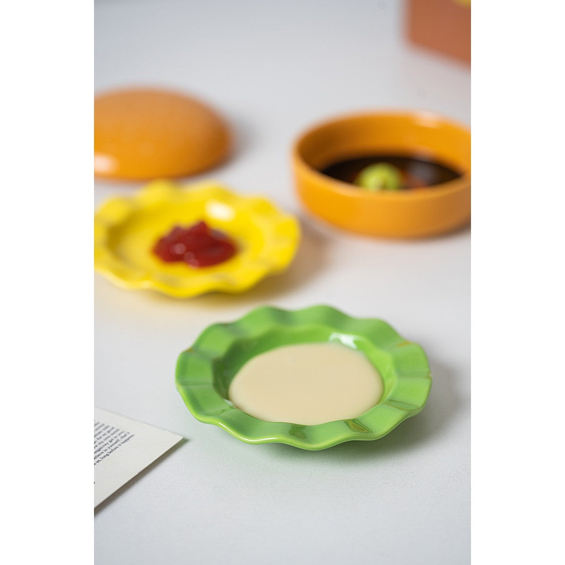 Set Farfurii Ceramice sub Forma de Burger, din Ceramica, pentru Sosuri si Gustari, Mini Farfurii Stivuibile, Multicolor - vivimall.ro