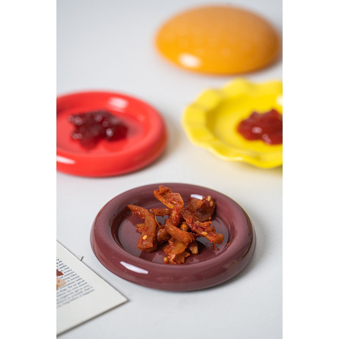 Set Farfurii Ceramice sub Forma de Burger, din Ceramica, pentru Sosuri si Gustari, Mini Farfurii Stivuibile, Multicolor - vivimall.ro