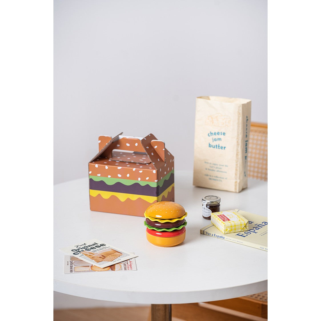Set Farfurii Ceramice sub Forma de Burger, din Ceramica, pentru Sosuri si Gustari, Mini Farfurii Stivuibile, Multicolor - vivimall.ro