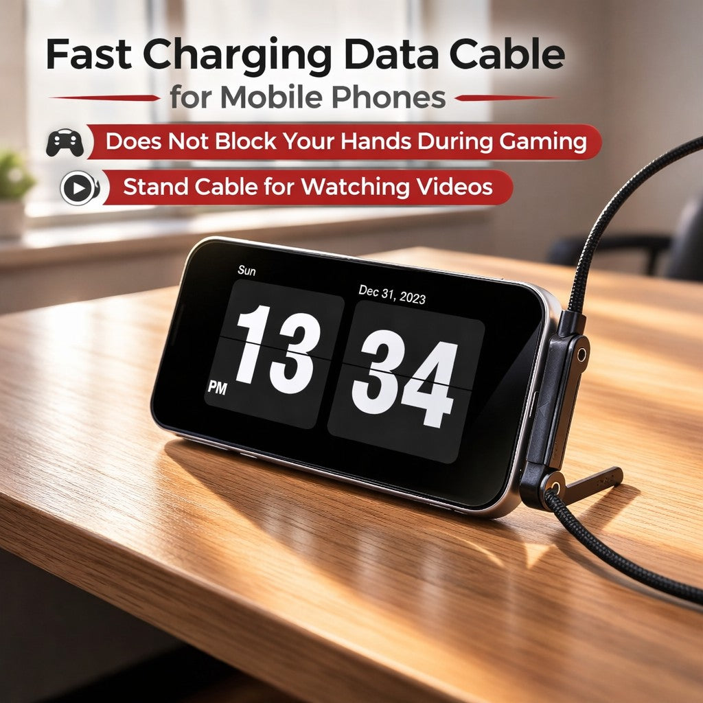 Cablu Incarcare USB Type C Gaming, Flippy, Conector Unghi 90 Grade, Suport Telefon, 240W, 1.5 m, Negru - vivimall.ro