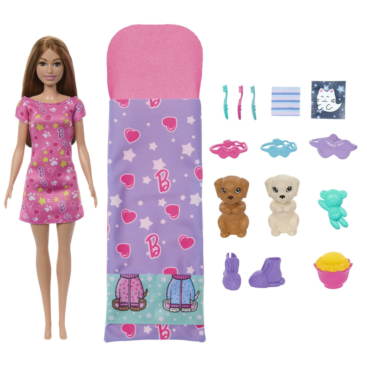 BARBIE PAPUSA BARBIE FAMILY SET PETRECERE CU 2 CATELUSI COLOR CHANGE