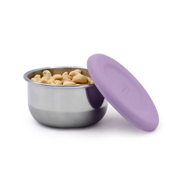 SET 3 RECIPIENTE MINI INOX CU CAPAC SILICON, MELII, ROZ MOV GRI