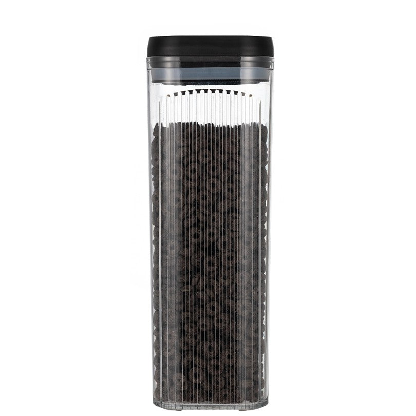 Cutie de Depozitare Alimente, Vivimall, tip Container, 3.7L, Recipiente pentru Cereale in Bucatarie, Transparente cu Capac Negru - vivimall.ro
