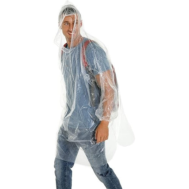 Pelerina de Ploaie, Vivimall, pentru Adulti, 150 x 90 cm, Tip Poncho, Impermeabila, de Unica Folosinta, 30 g, Transparent - vivimall.ro
