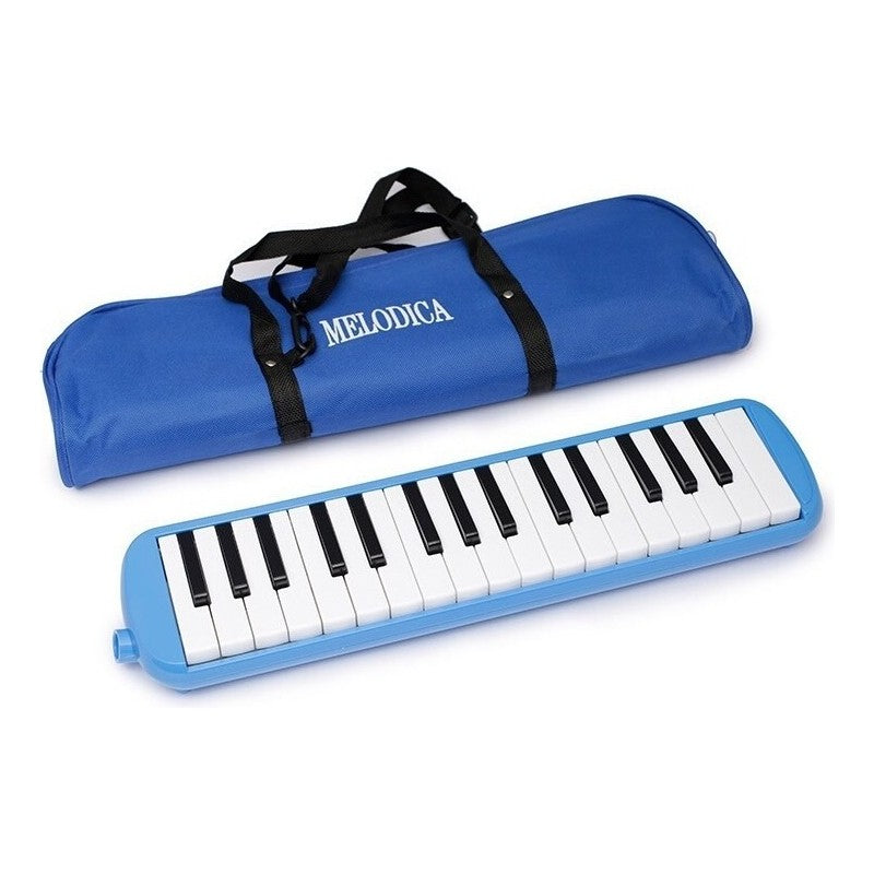 Muzicuta Melodica 32 Clape, Vivimall, din ABS, pentru Incepatori, 45 x 13 x 7 cm, Include Husa si Suflator, Albastru - vivimall.ro