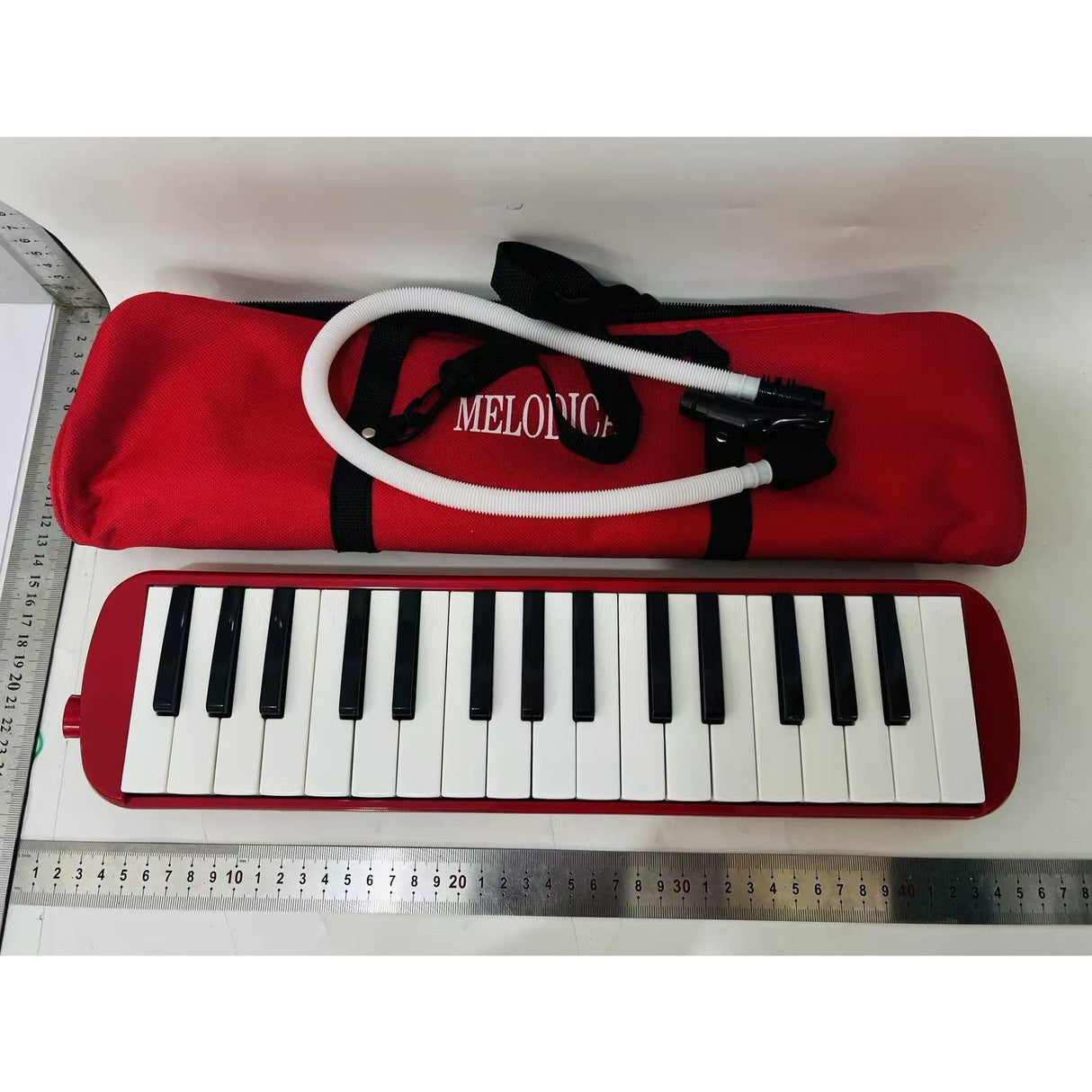 Muzicuta Melodica 32 Clape, Vivimall, din ABS, pentru Incepatori, 45 x 13 x 7 cm, Include Husa si Suflator, Rosu - vivimall.ro