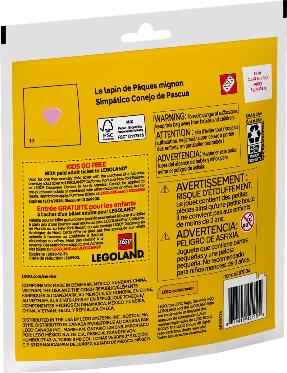 LEGO CREATOR IEPURAS DRAGALAS DE PASTE 30716