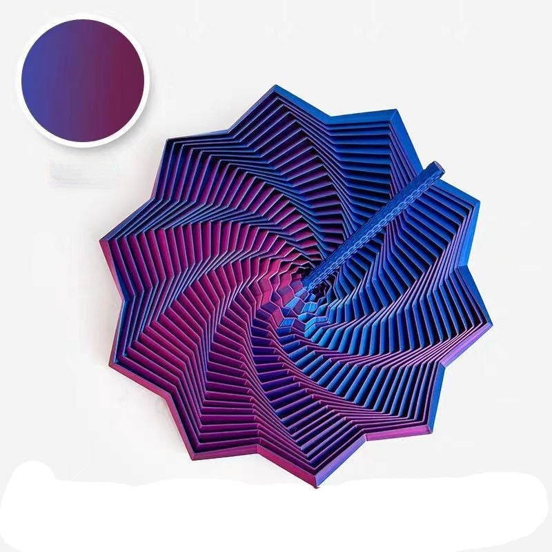 Jucarie decompresie, Stea 3D octogonala, maner spirala turn magic geometric, 8.6 cm, Albastru Violet