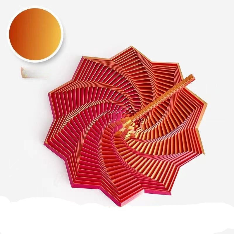 Jucarie decompresie, Stea 3D octogonala, maner spirala turn magic geometric, 11 cm, Rosu Gold