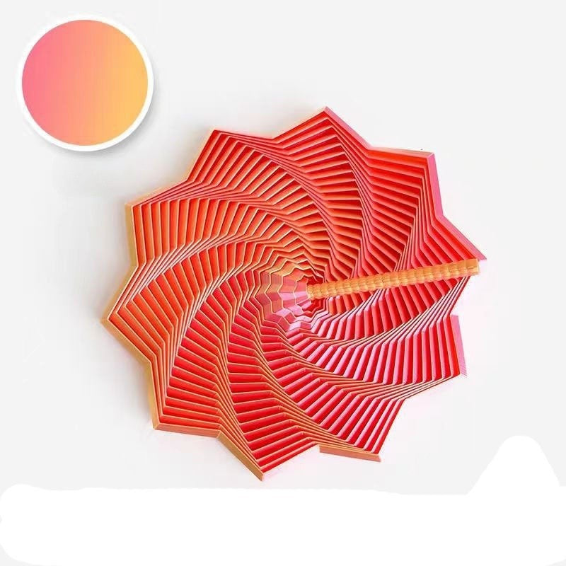 Jucarie decompresie, Stea 3D octogonala, maner spirala turn magic geometric, 17 cm, Roz Gold