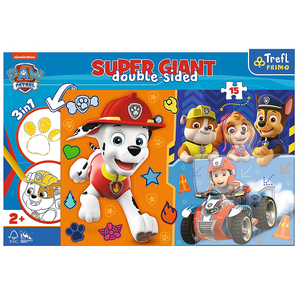 PUZZLE TREFL PRIMO SUPER GIANT 15 PATRULA CATELUSILOR CUNOASTE ECHIPA