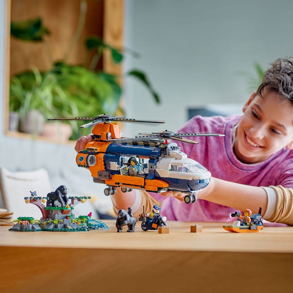 LEGO CITY ELICOPTERUL UNUI EXPLORATOR AL JUNGLEI LA TABARA DE BAZA 60437