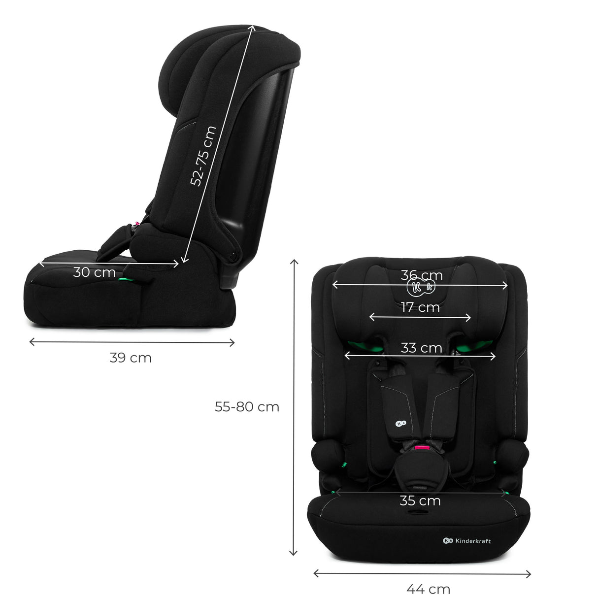 SCAUN AUTO KINDERKRAFT COMFY 75-150 CM, BLACK