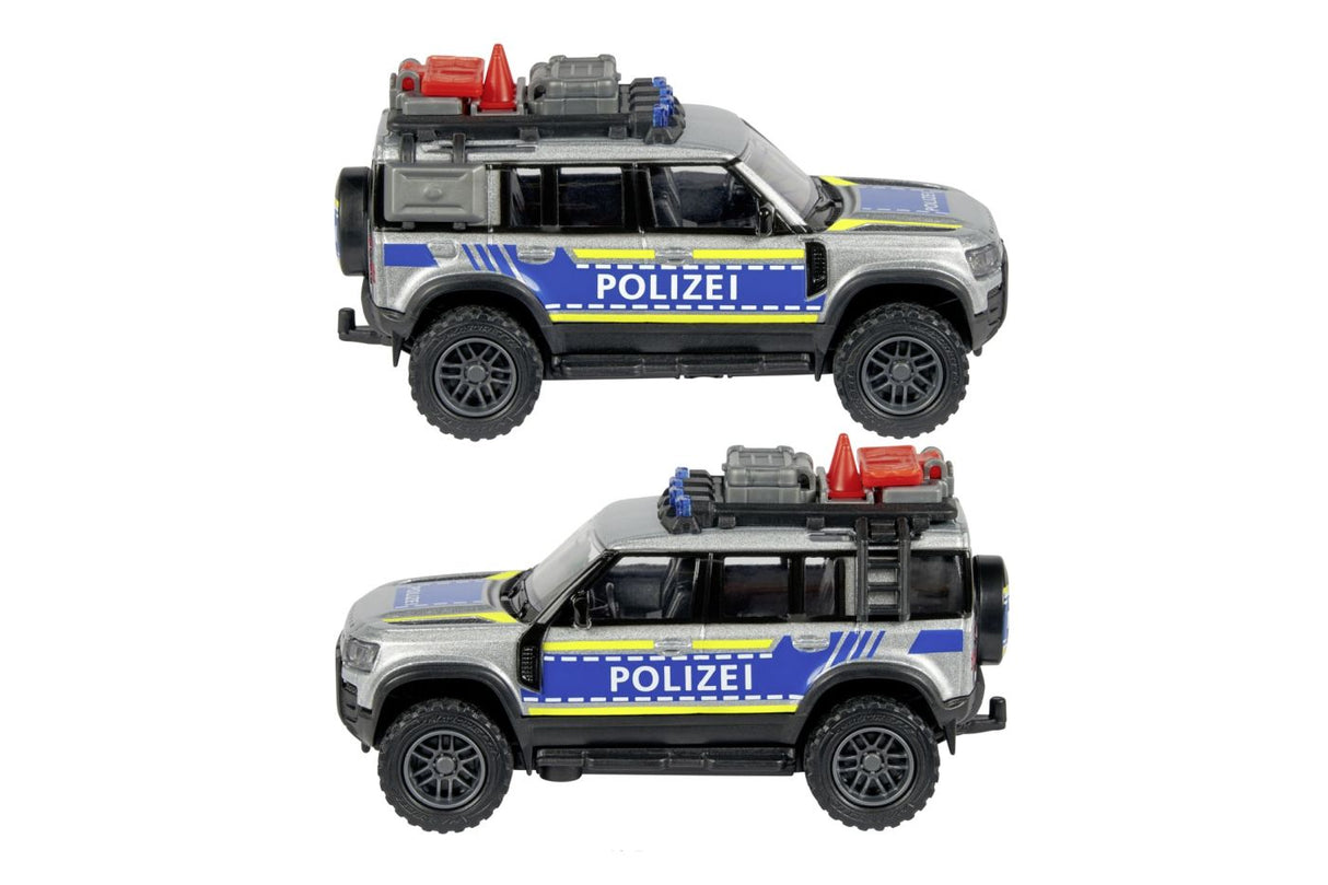 MAJORETTE MASINA METALICA DE POLITIE LAND ROVER DEFENDER SCARA 1 LA 43