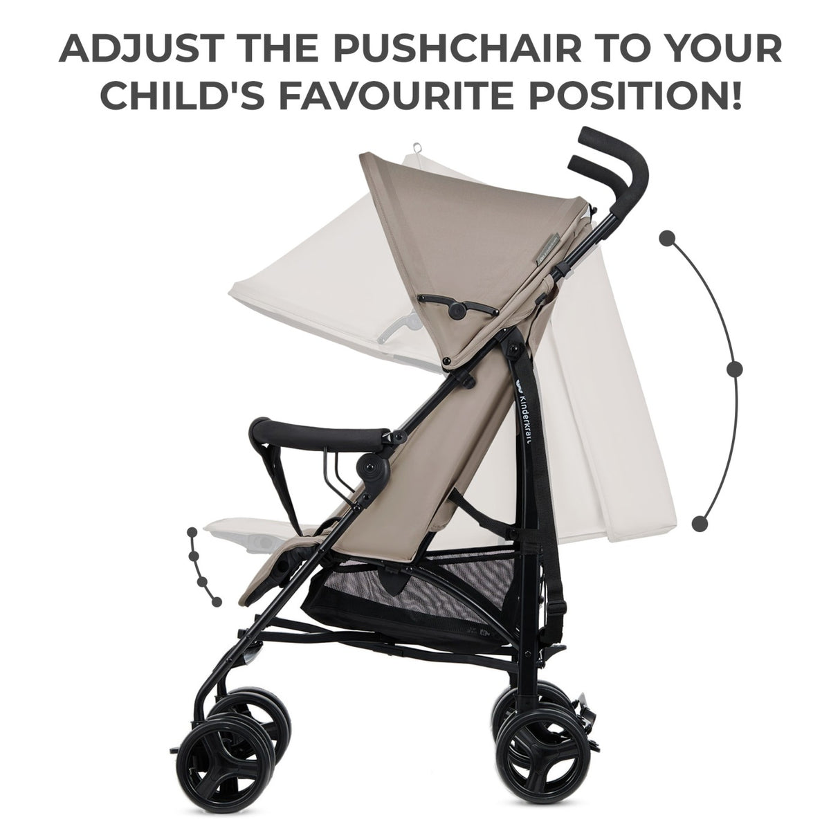 CARUCIOR SPORT KINDERKRAFT TIK, TIP UMBRELA, STONE BEIGE