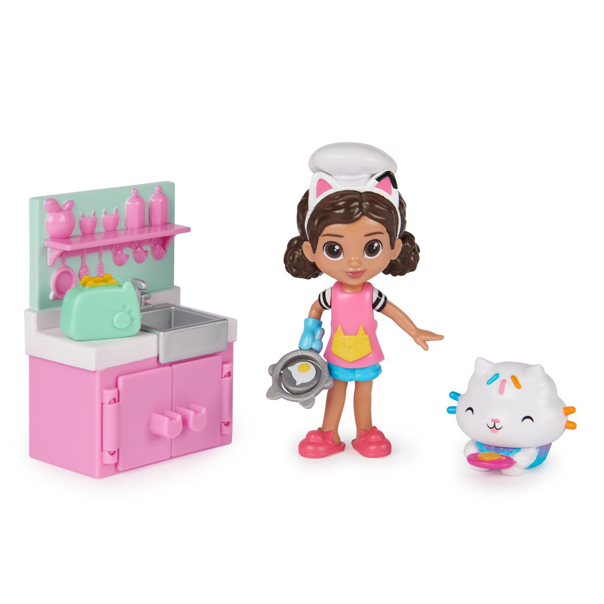 GABBYS DOLLHOUSE SET PAPUSA 9.7CM CU PISICUTA BUCATARIA LUI GABBY
