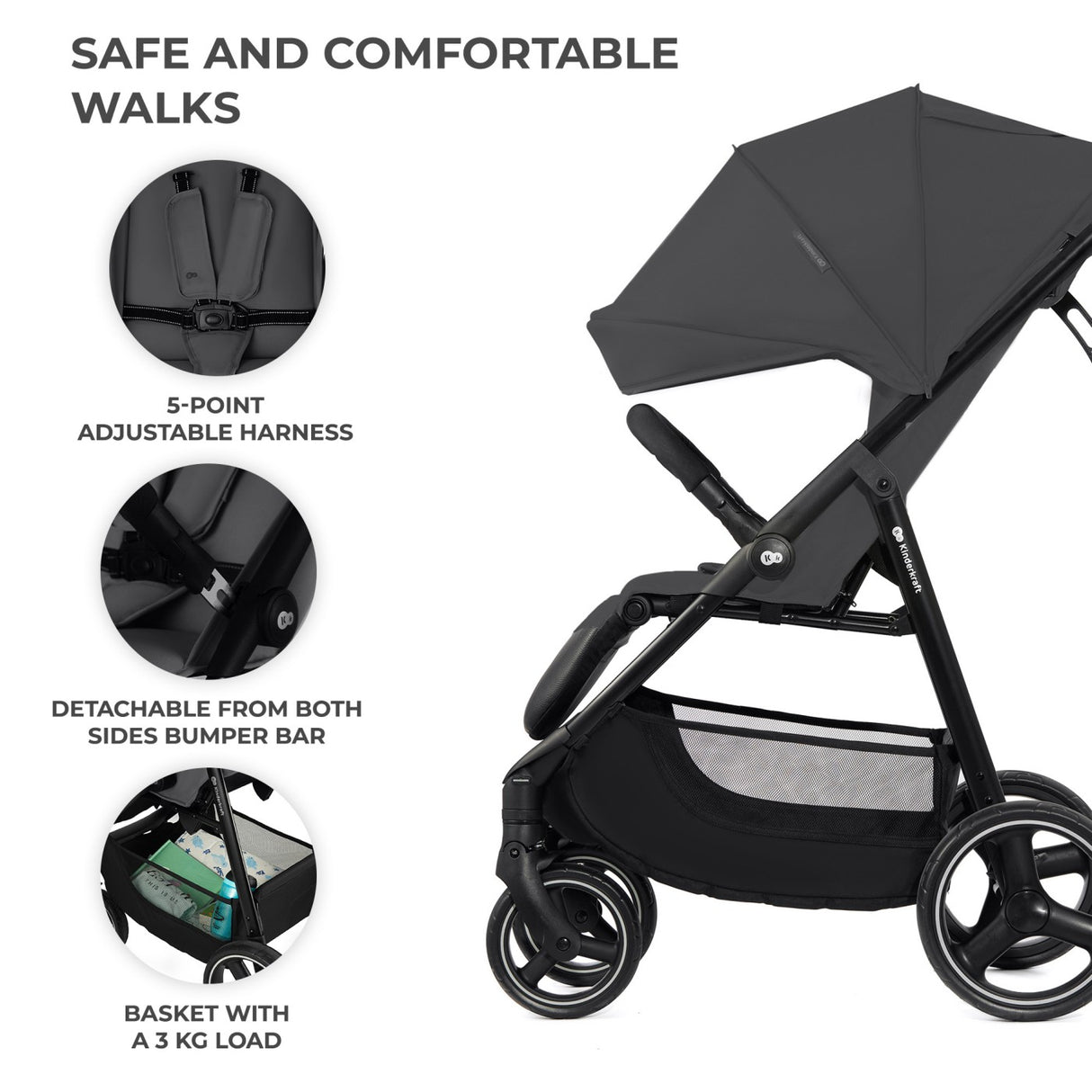 CARUCIOR SPORT KINDERKRAFT TRIG3 GRANITE GREY