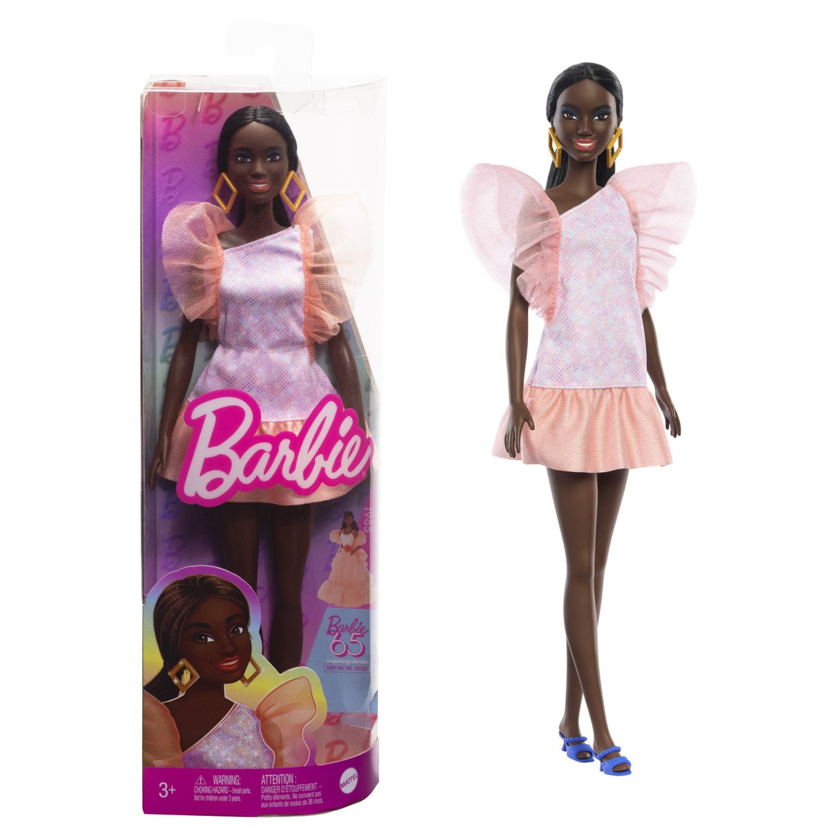 PAPUSA BARBIE FASHIONISTA AFRO-AMERICANA CU ROCHIE PEACH
