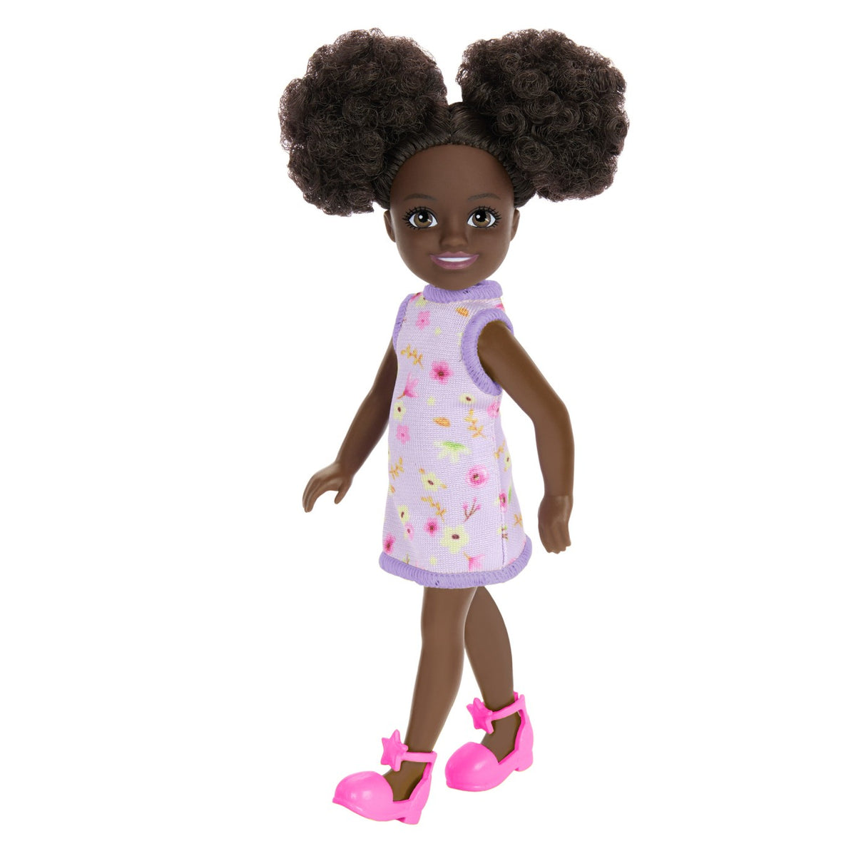 BARBIE PAPUSA CHELSEA CREOLA CU PAR AFRO SI ROCHITA MOV