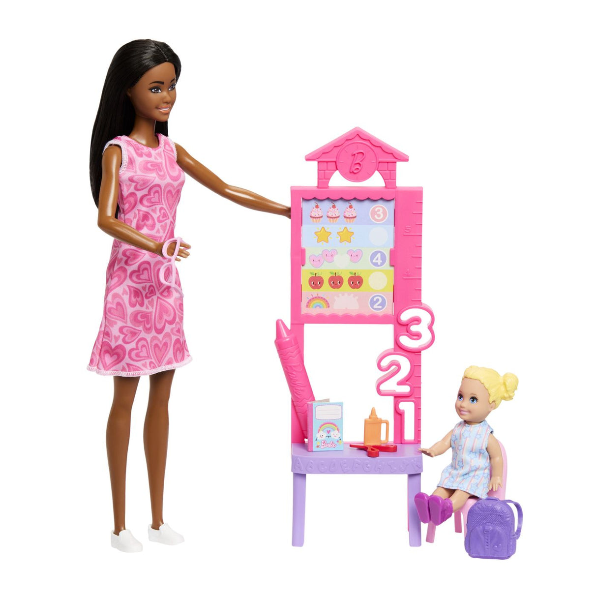 BARBIE SET DE JOACA PAPUSA BARBIE BRUNETA MULATRA FACE CARIERA PROFESOARA