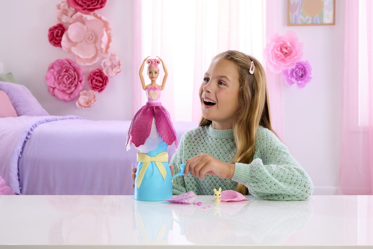 BARBIE PETAL POP SET PAPUSA BARBIE LALEA ROZ SI ACCESORII