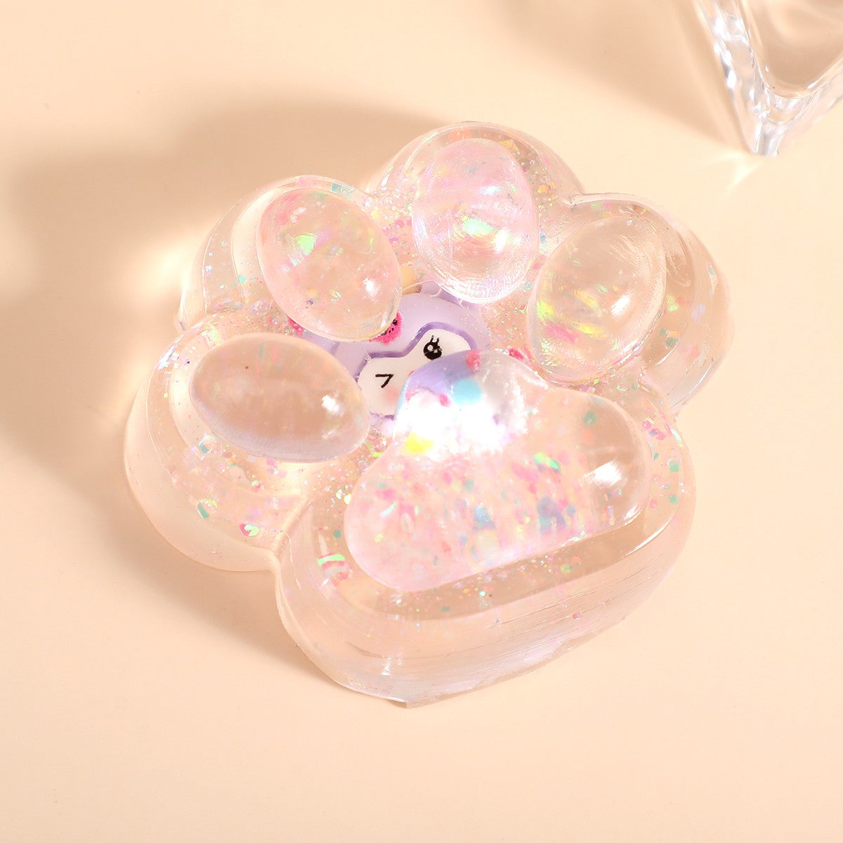 Jucarie Antistres Squishy, Vivimall, cu Revenire Lenta, Squeeze Pinch Family, Model Cat Paw, 6.5 x 7 cm, din Tpr, 4-6 Ani, Model 1 Figurina, Transparent - vivimall.ro