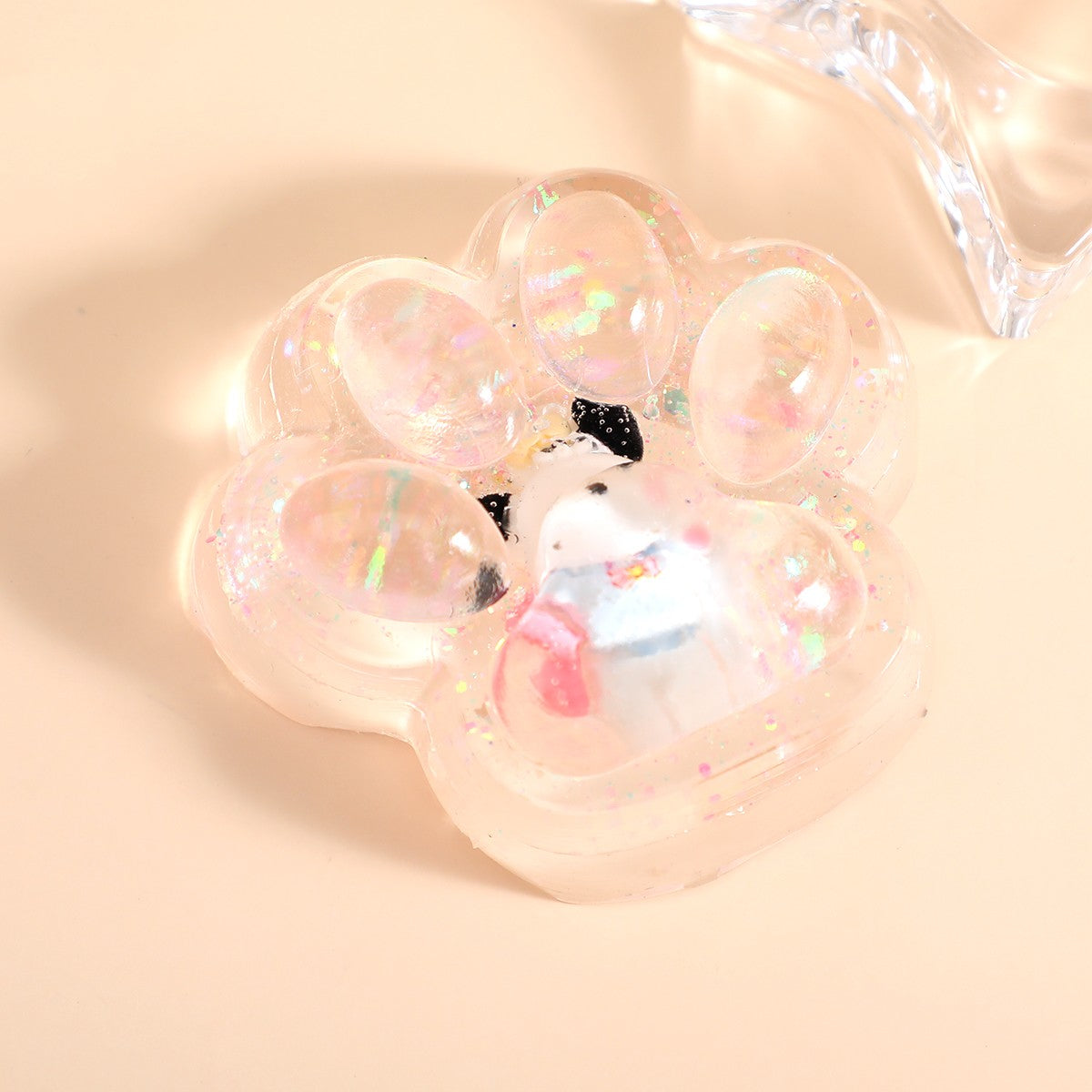 Jucarie Antistres Squishy, Vivimall, cu Revenire Lenta, Squeeze Pinch Family, Model Cat Paw, 6.5 x 7 cm, din Tpr, 4-6 Ani, Model 1 Figurina, Transparent - vivimall.ro