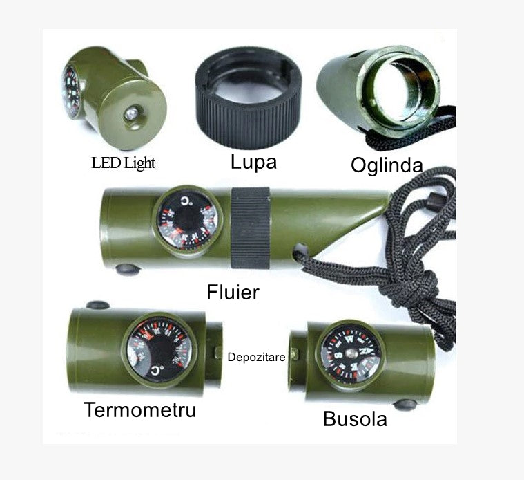 7 в 1 Многофункционална зелена свирка | SafeGear