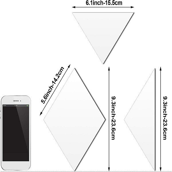 Set 32 de Oglinzi Autocolante pentru Perete, Vivimall, sub Forma de Romb, Acril, 14.2x23.6x15.5 cm - vivimall.ro
