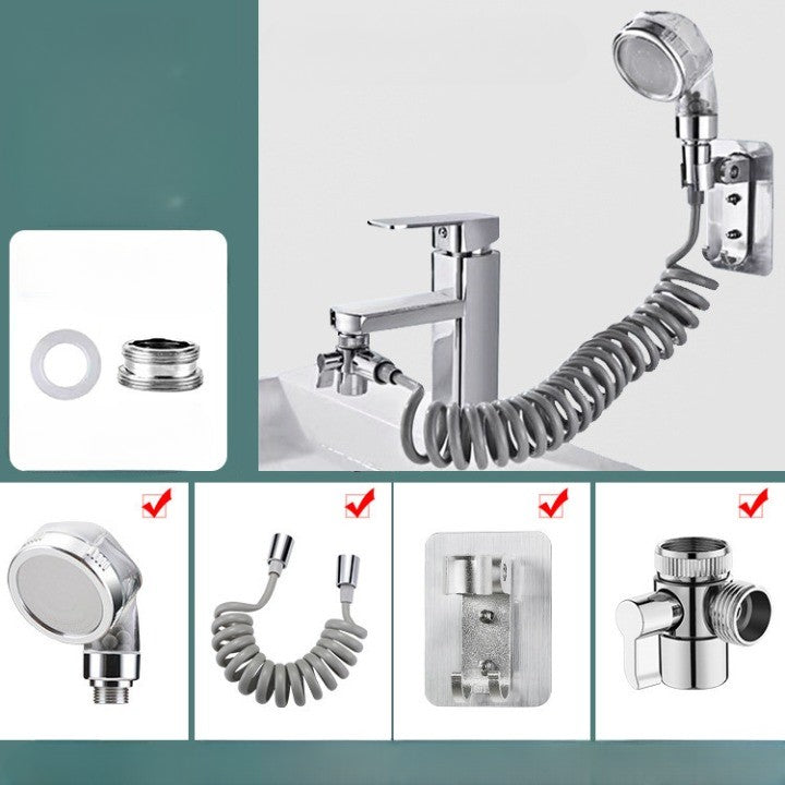 Set Extensie de Dus, Vivimall, pentru Baterie Baie sau Bucatarie, 4 Piese, Filtru de Ioni Negativi, Furtun Flexibil de 1.5 Metri, Argintiu - vivimall.ro