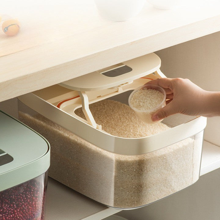 Cutie de Depozitare Vivimall, de Uz Casnic, Rezistentă la Insecte și la Umiditate, Rezervor Sigilat pentru Depozitare Alimentară, Capacitate 6 kg, 37 x 26 x 14.5cm, Verde - vivimall.ro