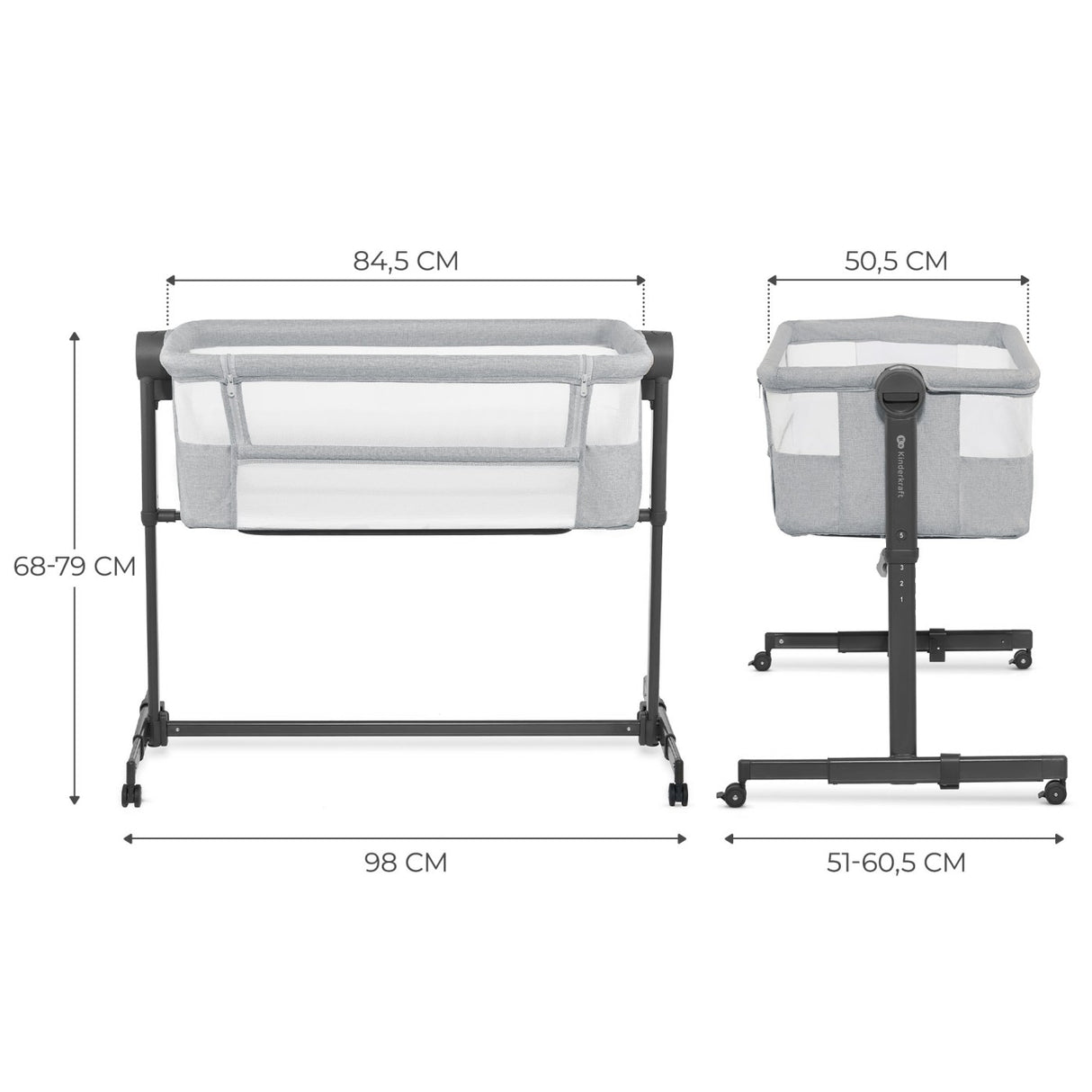 PATUT CO-SLEEPER KINDERKRAFT NESTEE UP 2, GRI DESCHIS