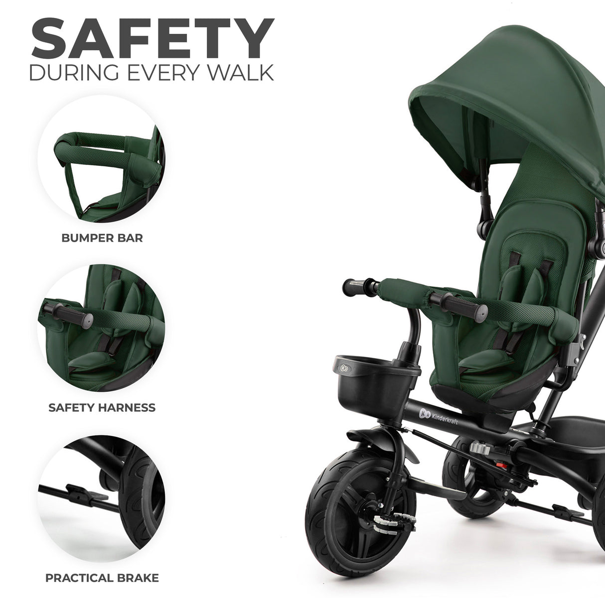 TRICICLETA COPII KINDERKRAFT AVEO, MYSTIC GREEN