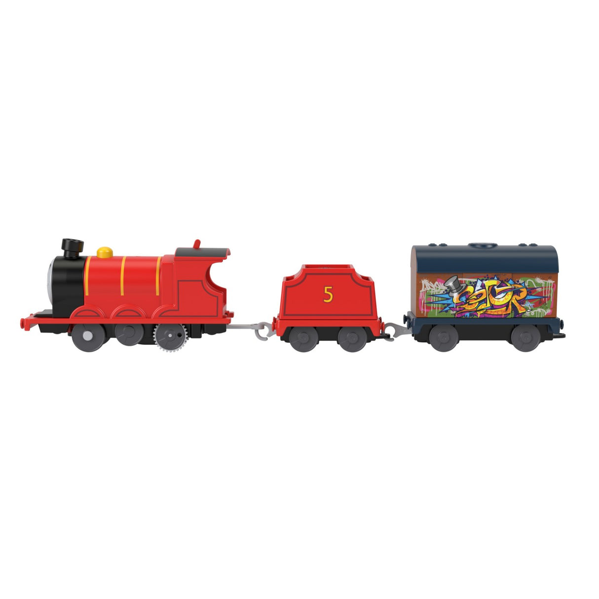THOMAS LOCOMOTIVA MOTORIZATA GRAFFITI JAMES CU 2 VAGOANE