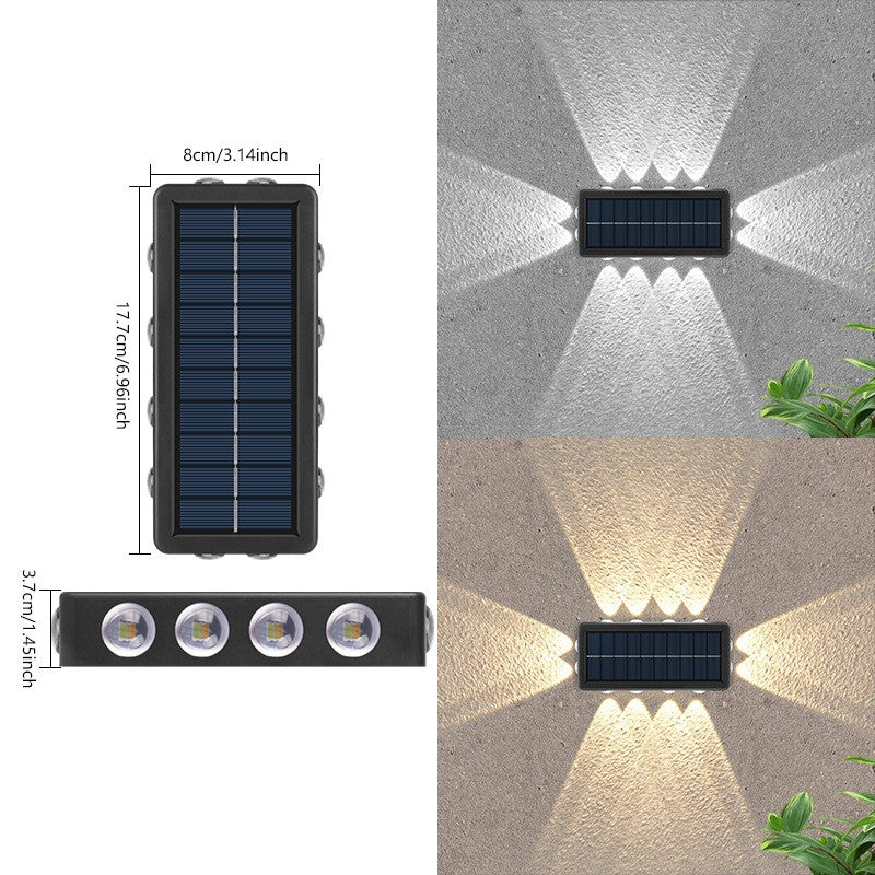 Lampa Solara, Vivimall, 8+4 LED, Lumina Alba/Calda, din ABS+PC, 8 x 17.7 x 3.7 cm, Negru - vivimall.ro