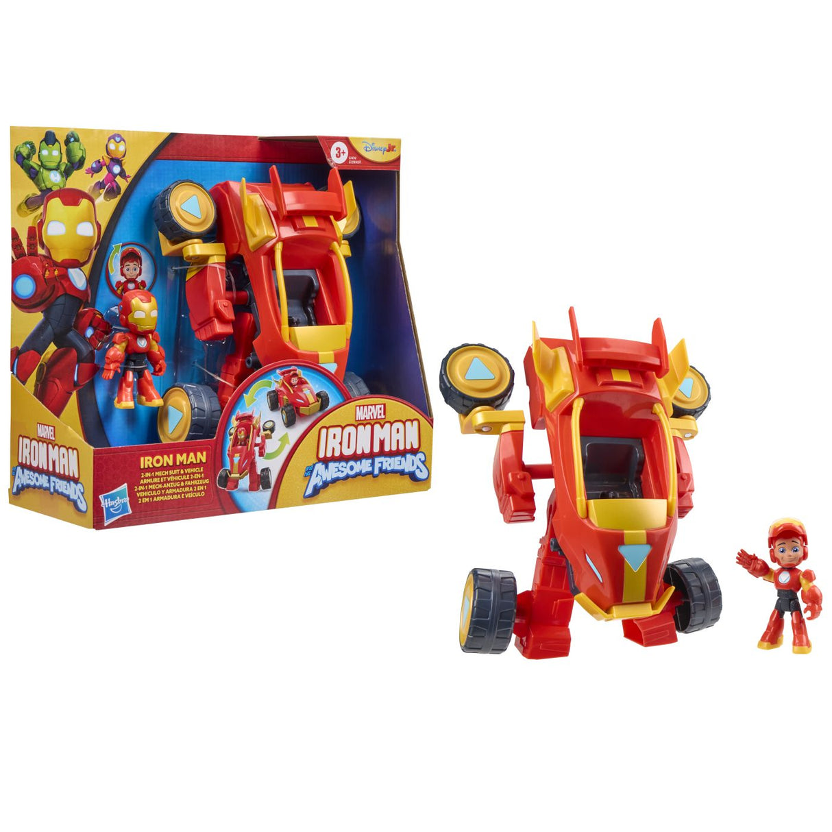 MARVEL IRON MAN SI PRIETENII SAI UIMITORI SET VEHICUL 2 IN 1 SI FIGURINA IRON MAN