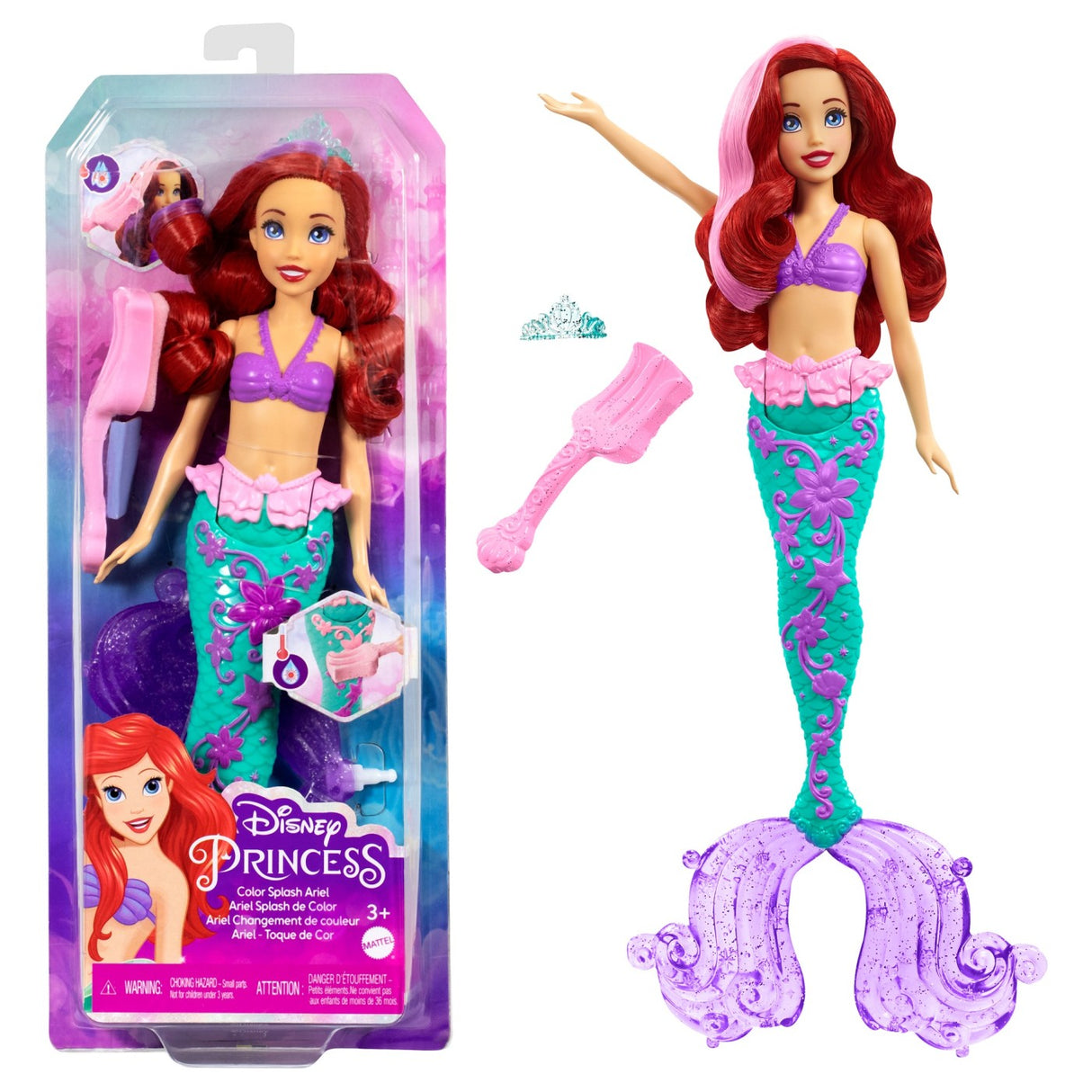 DISNEY PRINCESS PAPUSA ARIEL CU CULORI SCHIMBATOARE