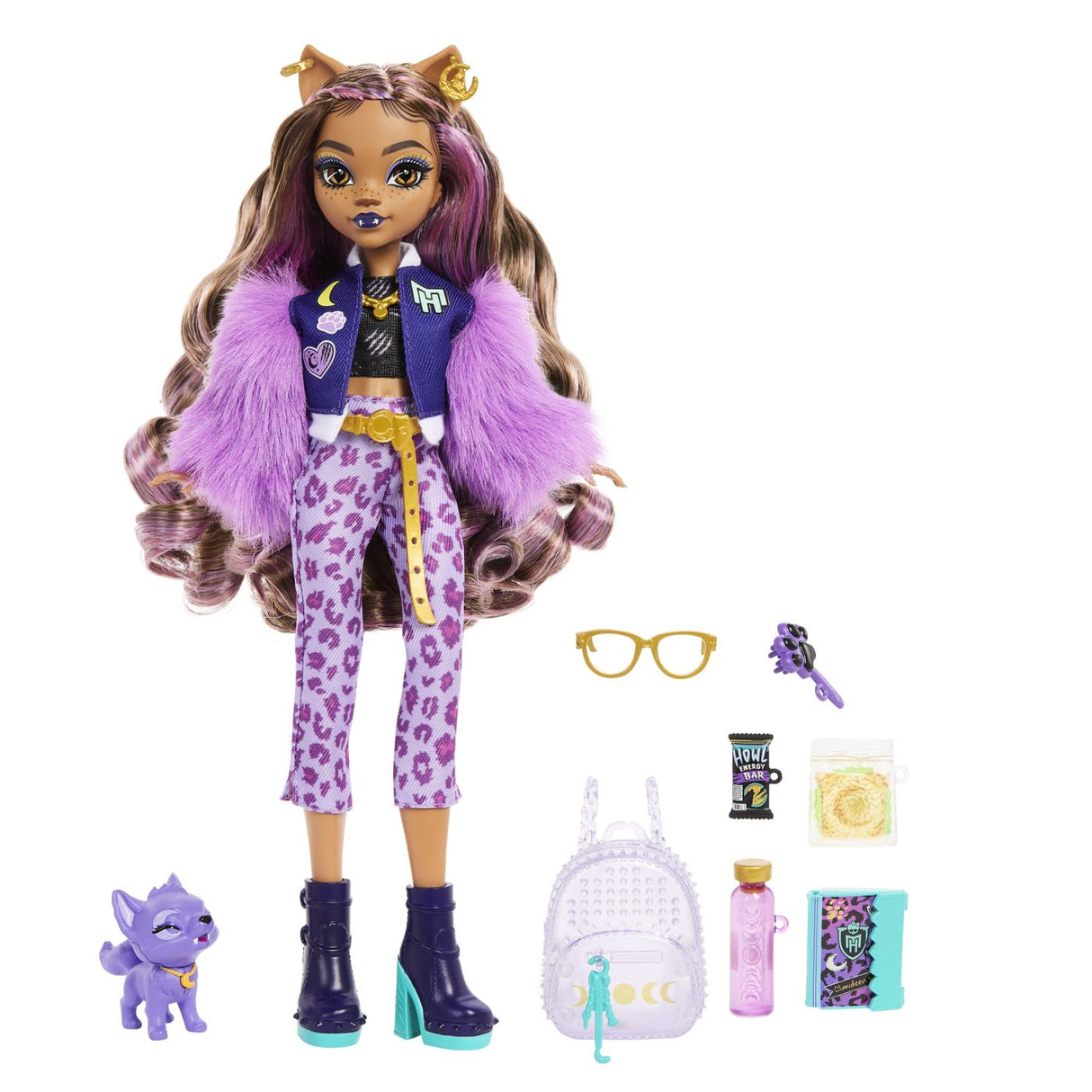 MONSTER HIGH PAPUSA CLAWDEEN WOLF SI CATELUL CRESCENT