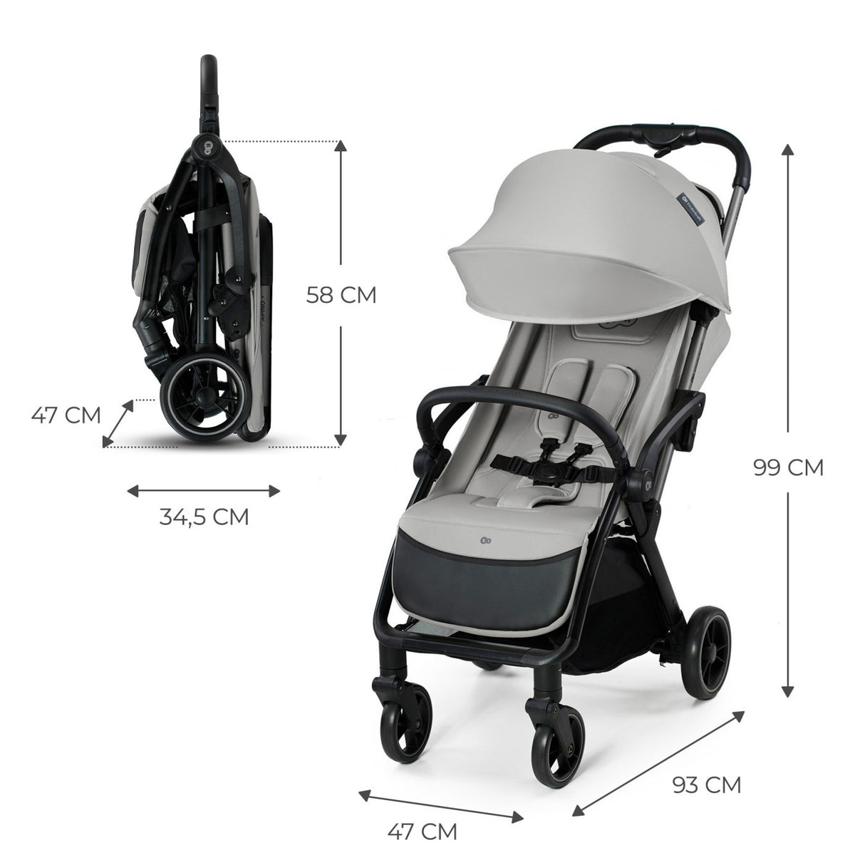 CARUCIOR SPORT KINDERKRAFT APINO, 0-22 KG, DOVE GREY