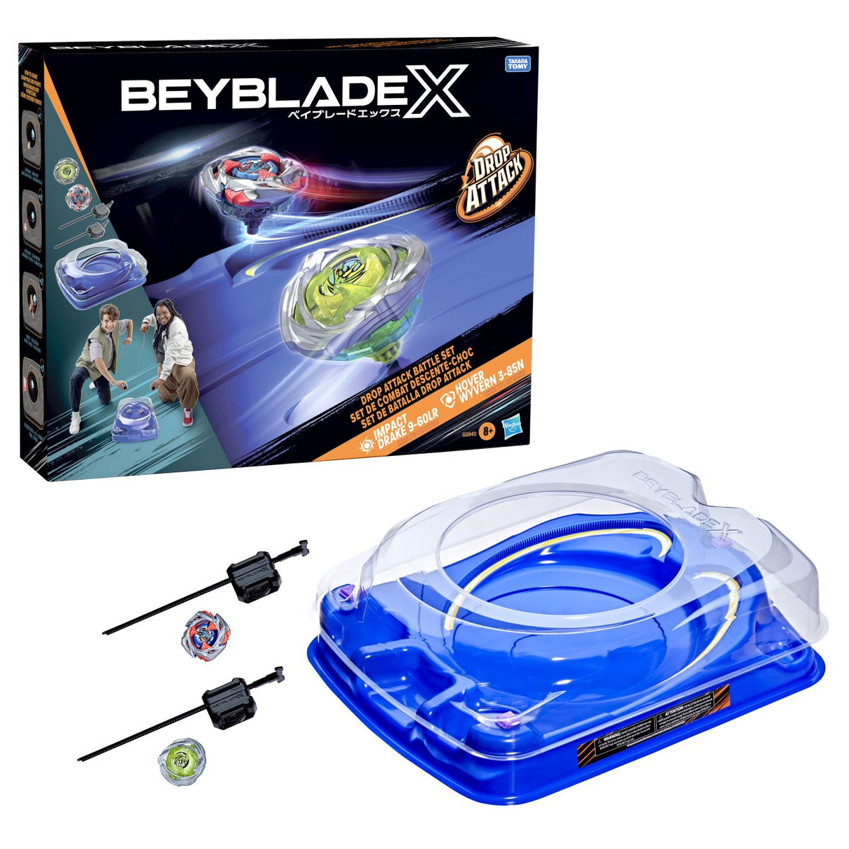 BEYBLADE X SET DE LUPTA DROP ATACK IMPACT DRAKE 9-60LR SI HOVER WYVERN 3-85N