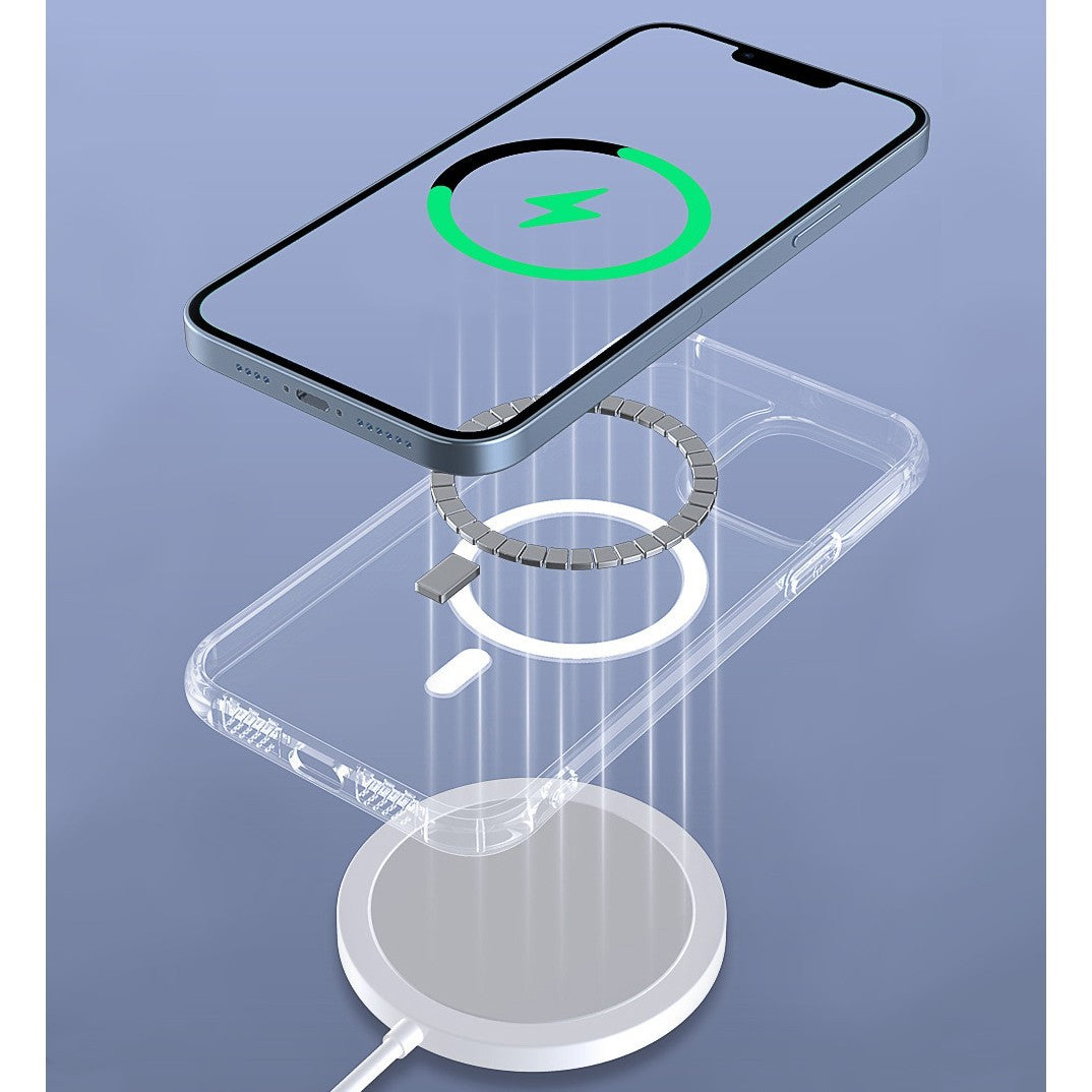 Husa protectie pentru iPhone 12 Pro Max, Flippy, Husa Mag Safe, 2 in 1 Incarcare si Magnet, Silicone, Transparenta - vivimall.ro