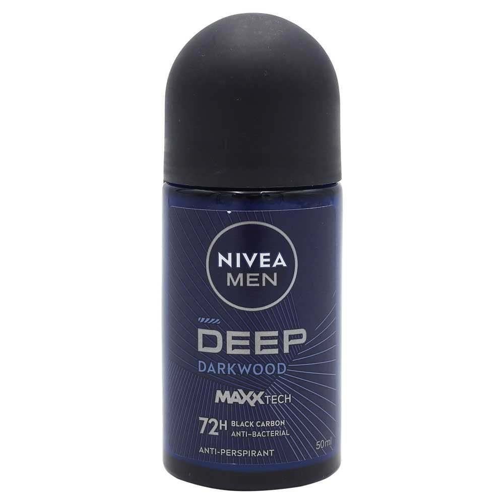 Antiperspirant roll-on Nivea Men Deep Black Carbon Dry Feel 72H, flacon 50 ml, vedere frontală